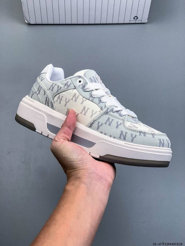 公司级！Mlb Chunky Liner 厚底休闲跑步鞋 Ny印花 牛皮材质运动鞋 1208481X28