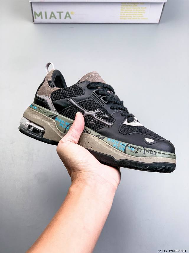 premiata 普拉米亚达 意大利鞋履品牌.打造出一款休闲 时尚运动鞋鞋面采用磨砂牛皮拼接尼龙面料、舒适透气的牛皮垫脚、原版超轻大底 1208861S34