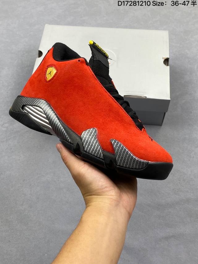 公司级Air Jordan 14 Retro ”Ferrari“ 中帮 法拉利红 Aj14 乔丹14代 Aj14 乔14 低邦 红黑 男女同款 乔丹篮球鞋系列