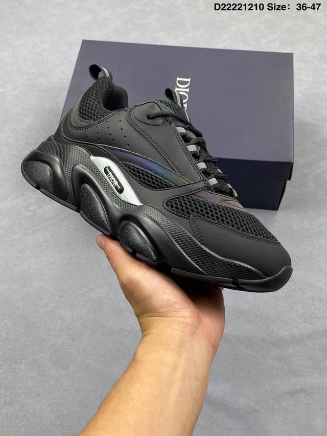 法国高奢时装品牌-迪奥 桀傲 Dior Homme B22 Trainer Sneaker系列复古厚底老爹风休闲运动慢跑鞋3Sn231Yjg_H000 码数：3