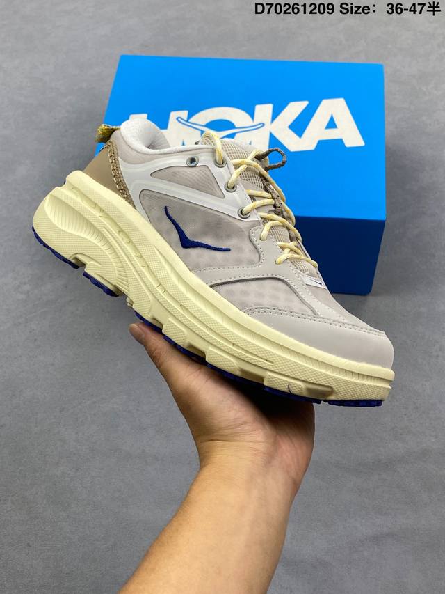 Hoka One One U Bondi B3 轻量低帮户外越野跑鞋 户外山脉越野轻量运动跑鞋 鞋面用轻的无缝架构 鞋带用了弹性不易松脱的扁宽弹性鞋带 轻薄的T