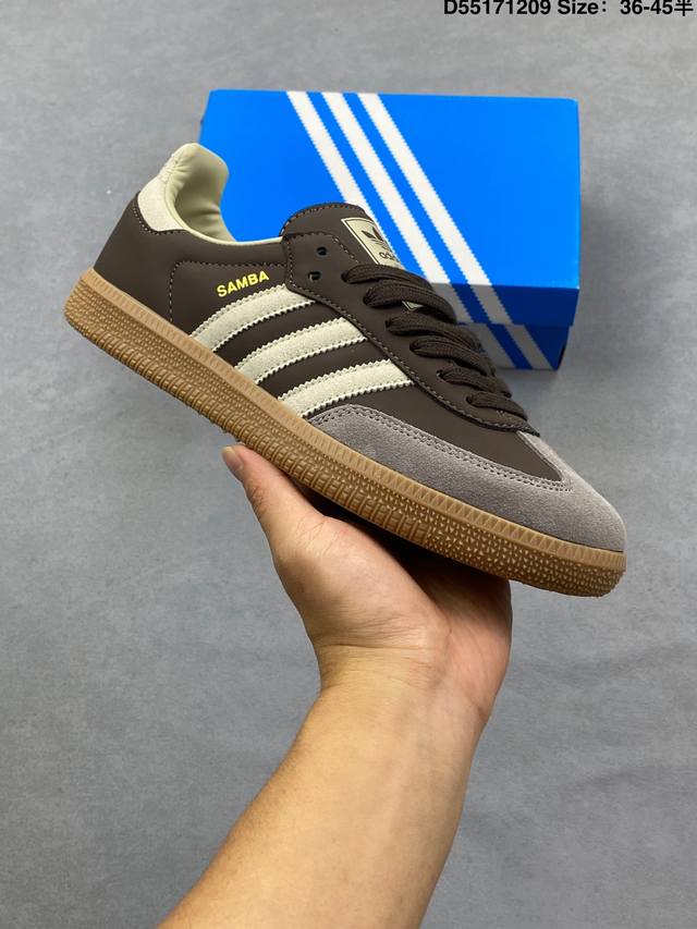 Addis Original Samba Og 复古单品 复古桑巴板鞋 这款桑巴鞋展示了高质量的工艺 带有装饰的超锁缝制和无缝的手感 柔软、柔软的皮革造型和标志