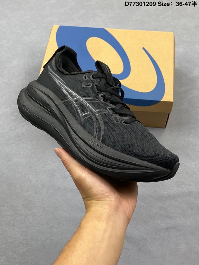 公司级：Asics Gel-Nimbus 28 舒适防滑耐磨低帮休闲跑步鞋 鞋底采用了轻质发泡材料 并在后跟和前掌处采用了Asics亚瑟士核心科技-Gel缓震胶