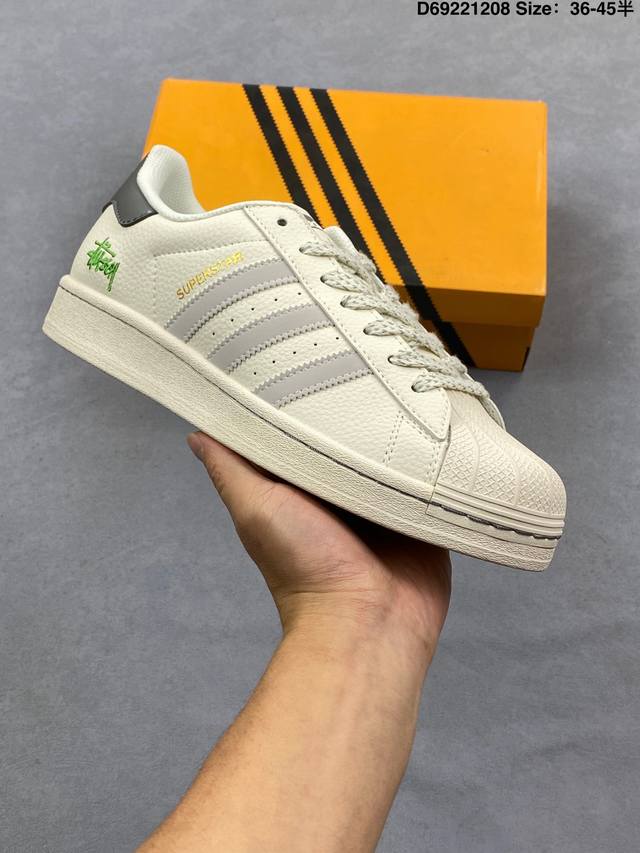 Adidas Originals 斯图西联名款 白灰配色 经典贝壳头官网同步 实拍首发渠道正品订单 诠释市场最高工艺水平区别市面普通真标版本，进出专柜无压力货号