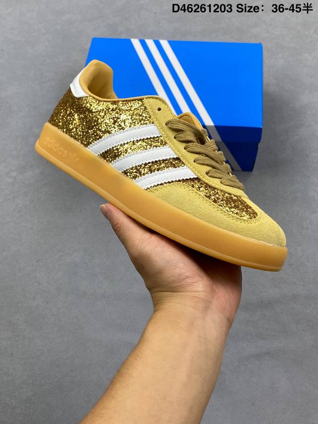 Adidas Originals Gazelle Indoor 三阿迪达斯叶草休闲防滑耐磨低帮板鞋 鞋头出色设计 塑就出众贴合感 稳固的后跟贴合足部曲线设计 软