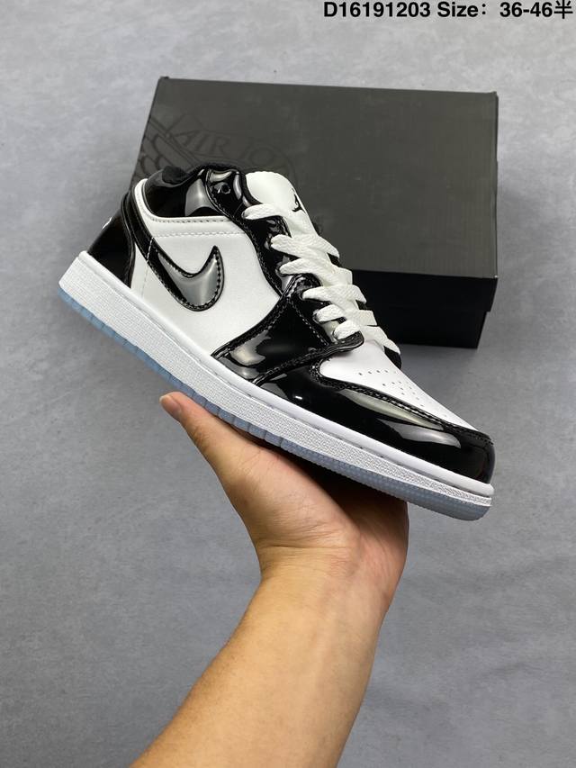 Air Jordan Aj1 Low 低帮系列 漆皮黑白熊猫 Dv1309-100 全新流水线出品 全配色原鞋对照 原楦原纸板开发 原厂客订超迁皮料 全鞋电脑针