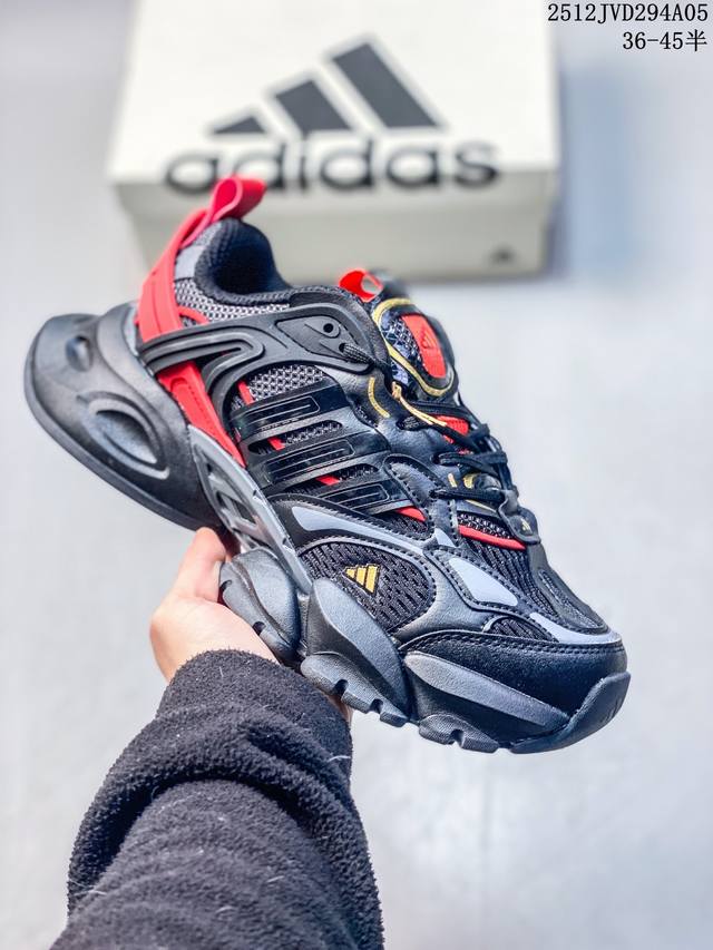 阿迪达斯Adidas Xlg Runner Deluxe 跑步者豪华版系列低帮厚底增高老爹风复古缓震休闲运动慢跑鞋“黑暗灰反光” 原楦原纸版开发版型 采用硬质牛