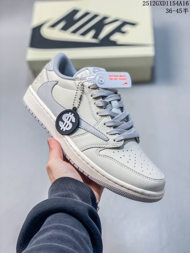 高端定制 Fragment Design X Jordan 1 Low 闪电联名 倒勾低帮休闲版本 原厂全头层皮 大厂纯原品质出货 纯正版型 定制鞋盒 皮料切割