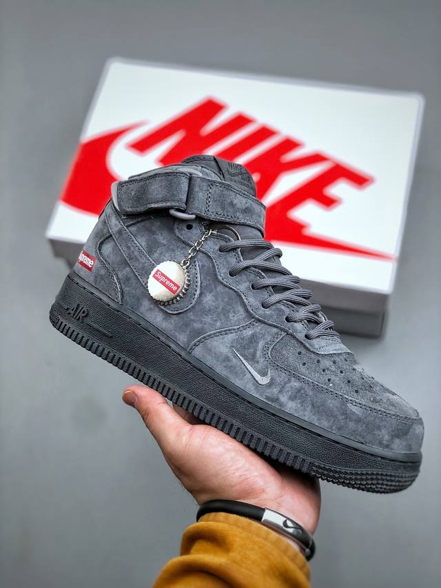 L版 Nike Air Force 1'o7 Supreme联名 原楦头原纸板 打造纯正中帮空军版型 专注外贸渠道 全掌内置蜂窝气垫 原盒配件 原厂中底钢印、拉