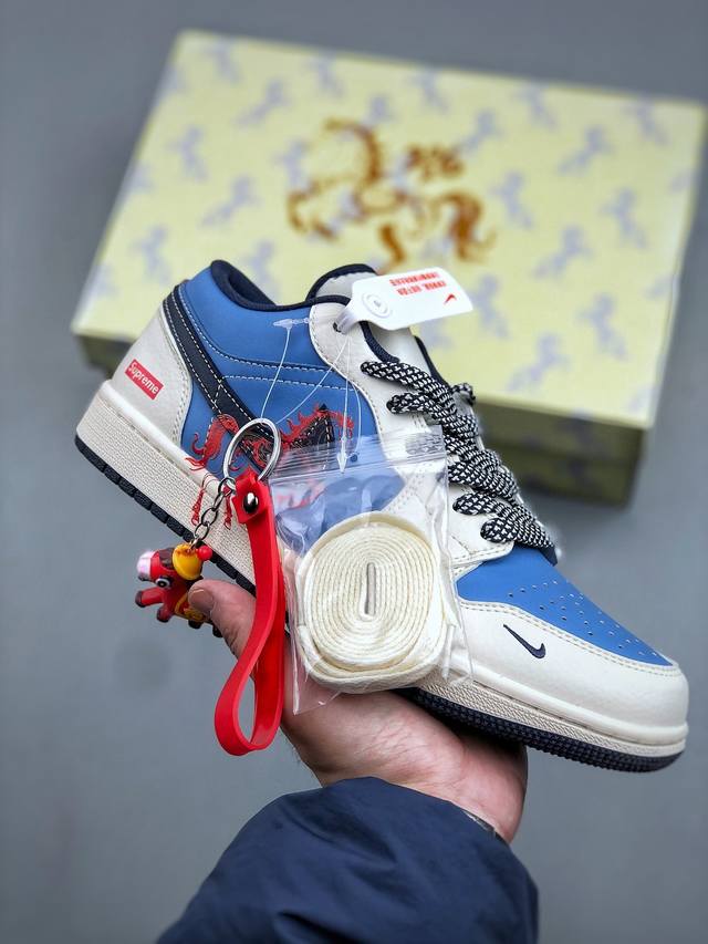 2026年新款限量发售！Nike Jordan Air Jordan 1“ 马年限定 龙马精神” 高端定制 低帮 复古 减震 防滑 耐磨 篮球鞋 定制鞋盒 大厂