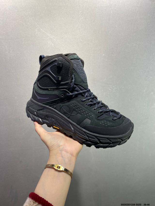 公司级Hoka One One Tor Uitra High 黑色 托亚潮流户外高帮越野登山功能鞋 纯原大厂出品 鞋款利用机能户外、复古元素将都市型格与户外机能