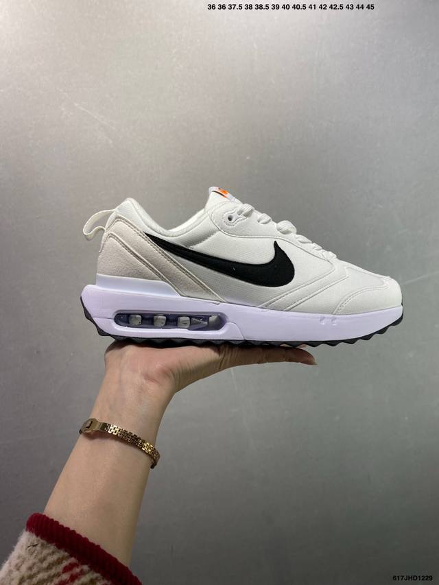 Nk Air Max Dawn 黎明系列低帮气垫百搭休闲运动慢跑鞋 采用柔软翻毛皮和透气梭织材料打造利落鞋面 中底和鞋跟融入现代感线条设计 兼具复古风格与时尚魅
