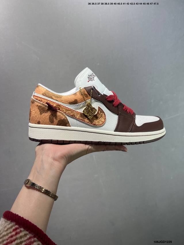 Air Jordan 1 Low Aj1 乔1马年限定 低邦文化休闲板鞋 货号：Iq5321-121 尺码：36 36.5 37.5 38 38.5 39 40