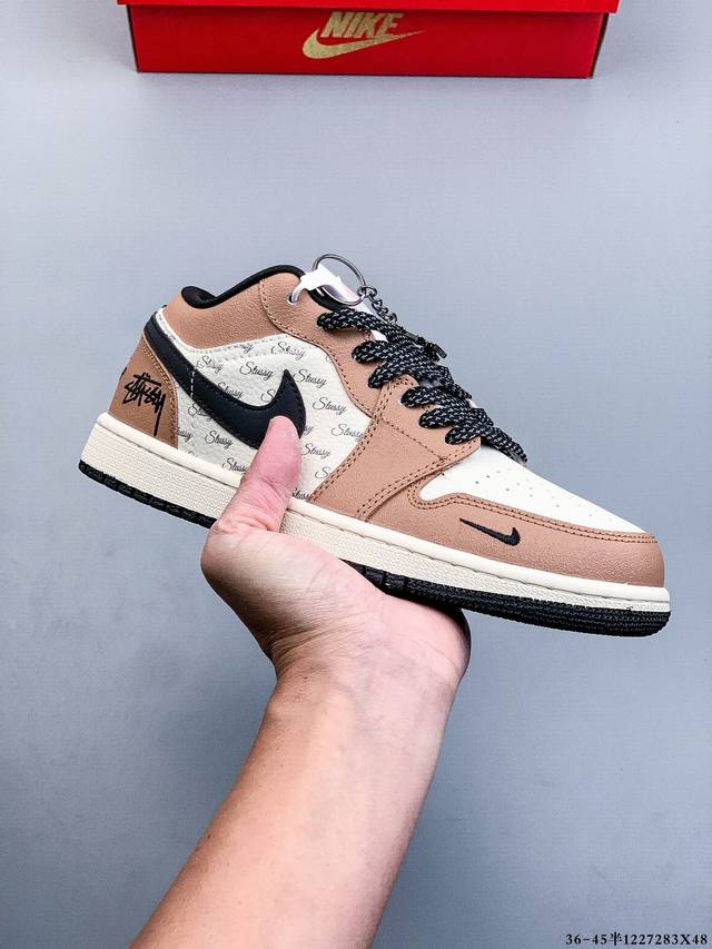 公司级头层！耐克Nike Air Jordan 1 Low Aj1 乔1 低帮潮流运动休闲板鞋。Aj1 低帮拼接 完美版型真头层牛皮# 内置缓震气垫 原鞋开模