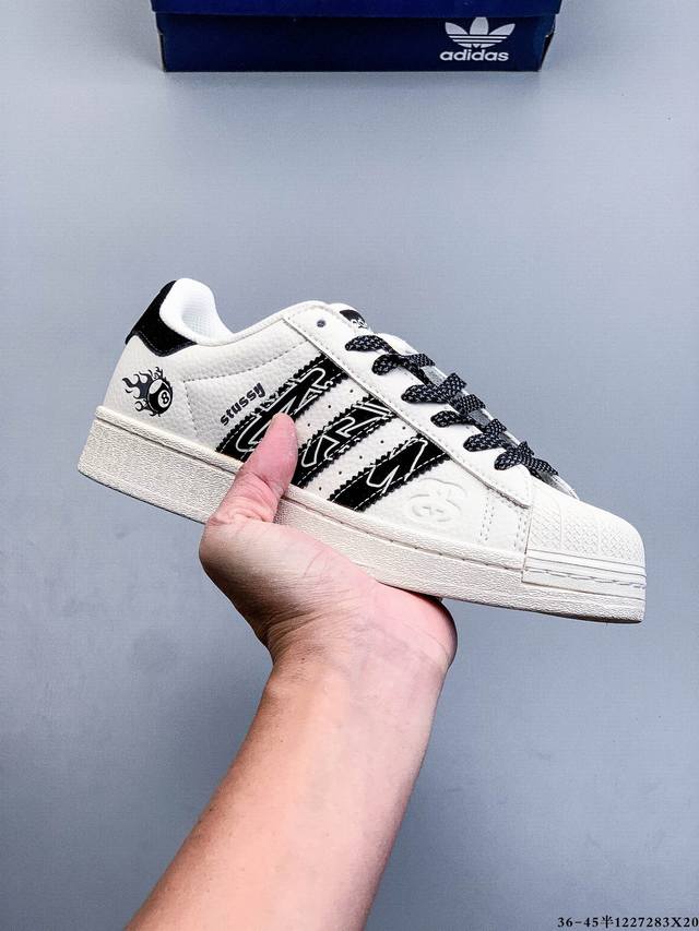 公司级头层！阿迪达斯Adidas Superstar 贝壳头经典百搭休闲板鞋 渠道正品订单 诠释市场最高工艺水平 贝壳头经典小白板鞋 专柜上架同步配色 全鞋进口