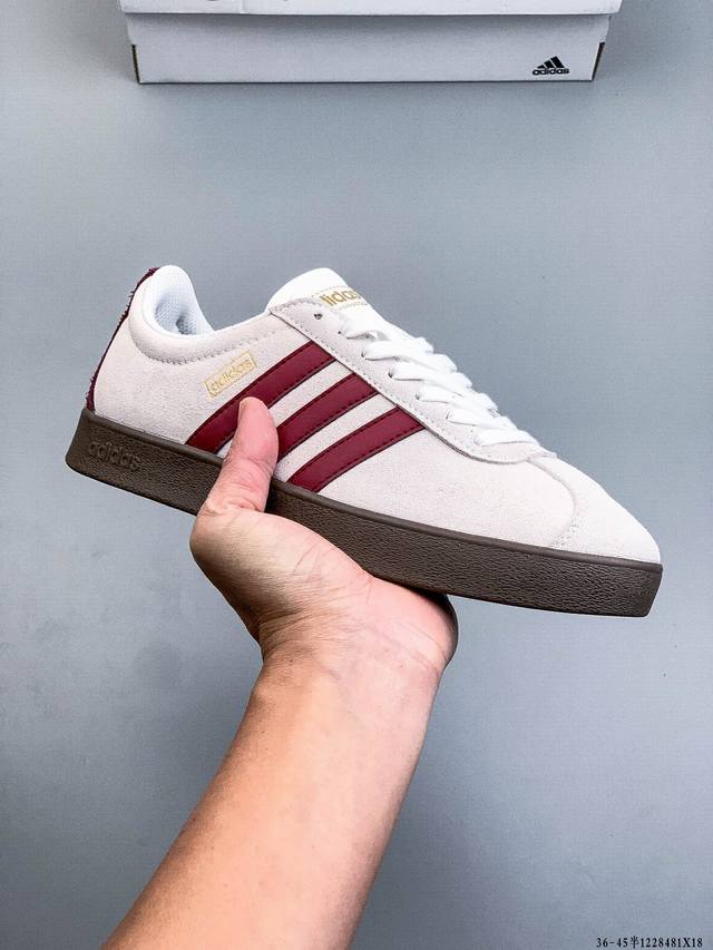 阿迪达斯Adidas Neo Vl Court 2.0 三叶草时尚潮流板鞋 T头 绒面麂皮防滑耐磨轻便低帮板鞋 整双鞋以传统的低帮呈现的清新造型 鞋头优先头层反