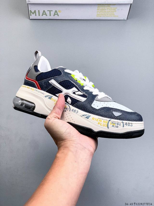premiata 普拉米亚达 意大利鞋履品牌.打造出一款休闲 时尚运动鞋鞋面采用磨砂牛皮拼接尼龙面料、舒适透气的牛皮垫脚、原版超轻大底 1229277F34
