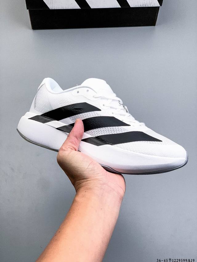 Adidas Adizero Evo Sl M马拉松飞线贾卡轻质透气休闲运动跑步鞋 采用双层透气网纱 Flywire动态飞线绑缚鞋面材质 内置Zoom小气垫装置
