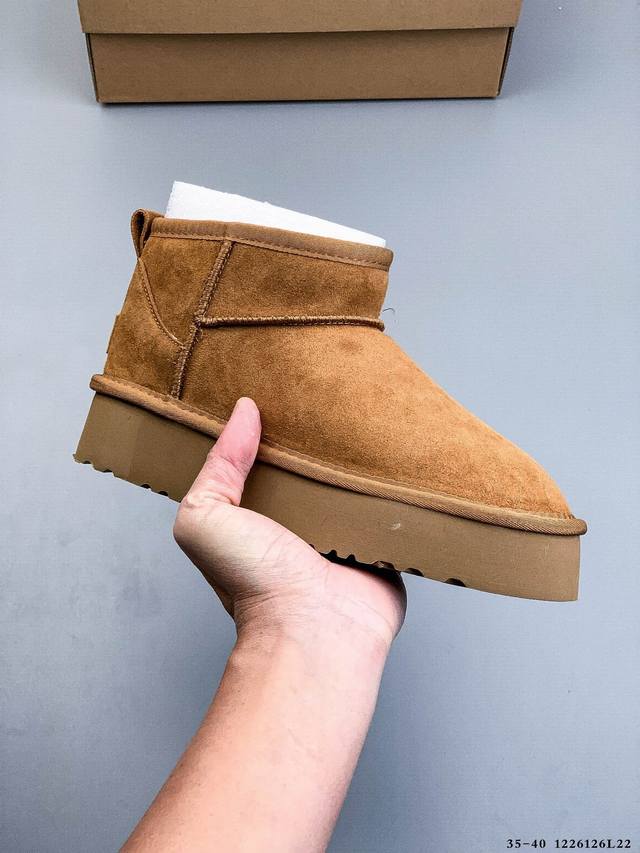 公司级！Ugg秋冬新款 女士经典迷你厚底短筒靴 特别款 宋妍霏周冬雨明星同款 原单A级羊皮毛一体保暖性极强！！ Classic Ultra Mini 12261