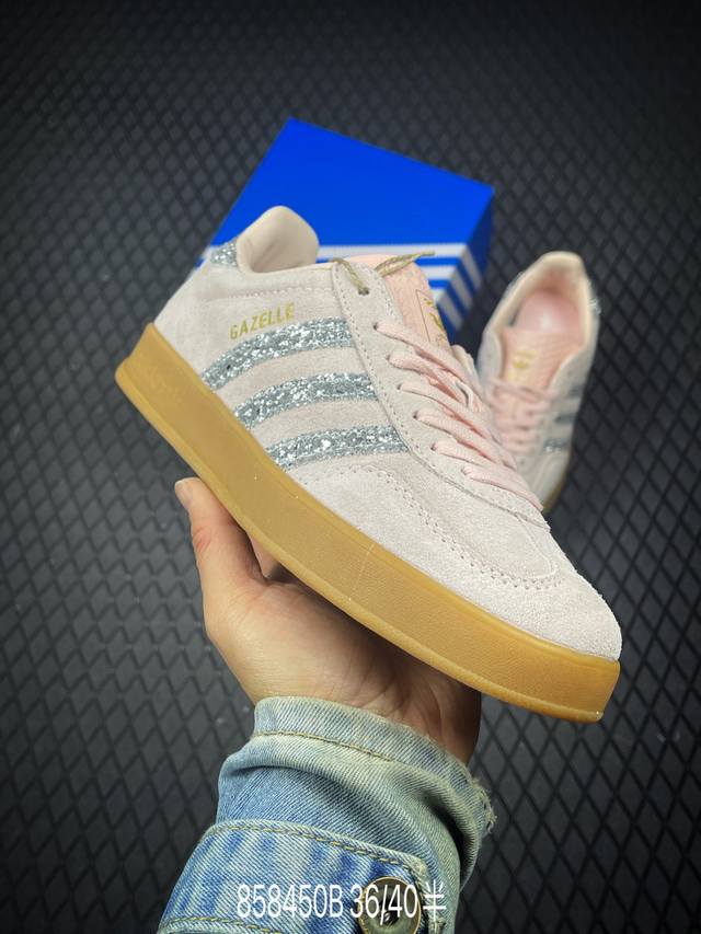 B 公司级Adidas Originals Gazelle Indoor 阿迪达斯 三叶草休闲防滑耐磨低帮板鞋 鞋头出色设计 塑就出众贴合感 稳固的后跟贴合足部