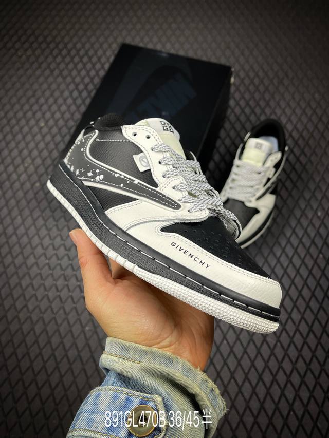 B 公司级Nike Air Jordan 1 X Travis Scott Aj1倒勾 乔一倒钩 ‘Diy’定制 耐克 低帮文化篮球鞋 完美品质出货 细节如图所