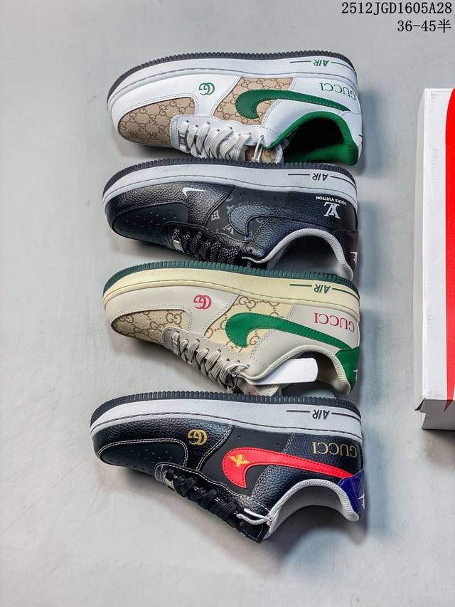 长期补货 海外限量发售！公司级Nike Air Force 1 '07 Low “古驰联名 黑红勾”空军一号 低帮 运动鞋 休闲鞋 折边针车 工艺难度大 原楦头