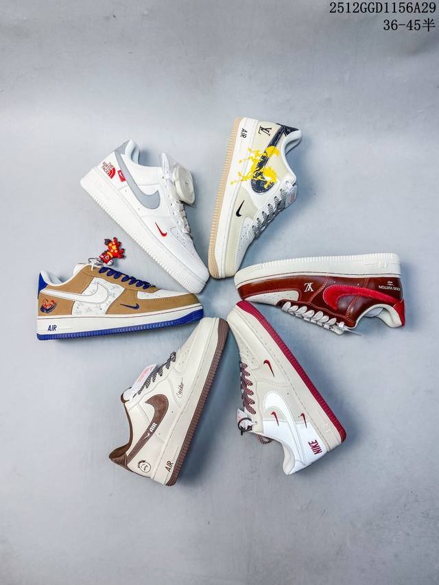 海外限量发售！公司级Nike Air Force 1 '07 Low “北面联名 米灰红标”空军一号 低帮 运动鞋 休闲鞋 折边针车 工艺难度大 原楦头原纸板