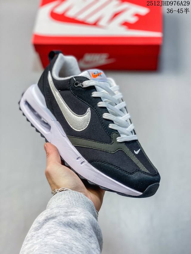 公司级Nike Air Max Dawn 黎明系列 耐克 低帮气垫百搭休闲运动慢跑鞋 采用柔软翻毛皮和透气梭织材料打造利落鞋面 中底和鞋跟融入现代感线条设计 兼