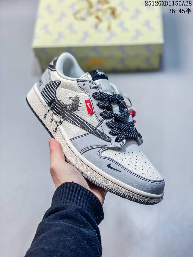 2026年新款限量发售！Nike Jordan Air Jordan 倒勾“ 马年限定 千里马” 高端定制 低帮 复古 减震 防滑 耐磨 篮球鞋 定制鞋盒 大厂