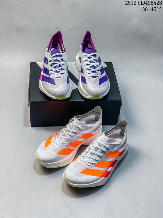 公司级 阿迪达斯 Adidas Adizero Adios pro 4 舒适防滑耐磨 低帮 休闲跑步鞋 男女款厚度增高老爹鞋 2025年，Adidas推出了Ad