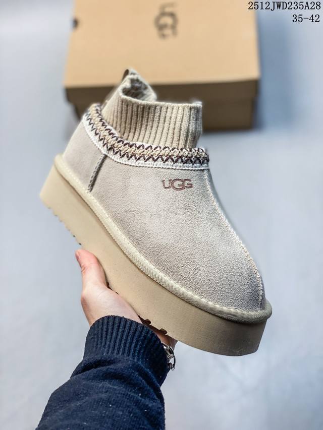 公司级Ugg Tazz 舒适柔软时尚 耐磨增高保暖 民族风一脚蹬保暖雪地靴 货号:1122553 尺码:36-40 Id:Jkd101-Qzr 12Jwd235