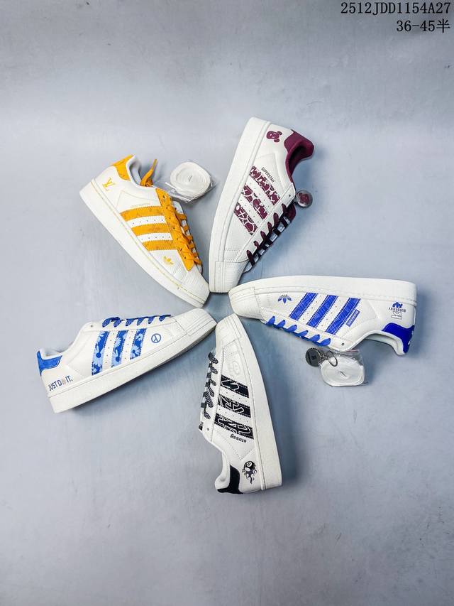 独家实拍Ad Originals Superstar 联名贝壳头 原装公司级实拍采用全新头层拼接皮革材质 后跟采用特色3D立体印字渠道诠释市场最高工艺水平全鞋进