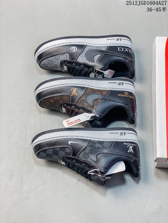 长期补货 海外限量发售！公司级Nike Air Force 1 '07 Low “Lv联名 格子黑米线”空军一号 低帮 运动鞋 休闲鞋 折边针车 工艺难度大 原