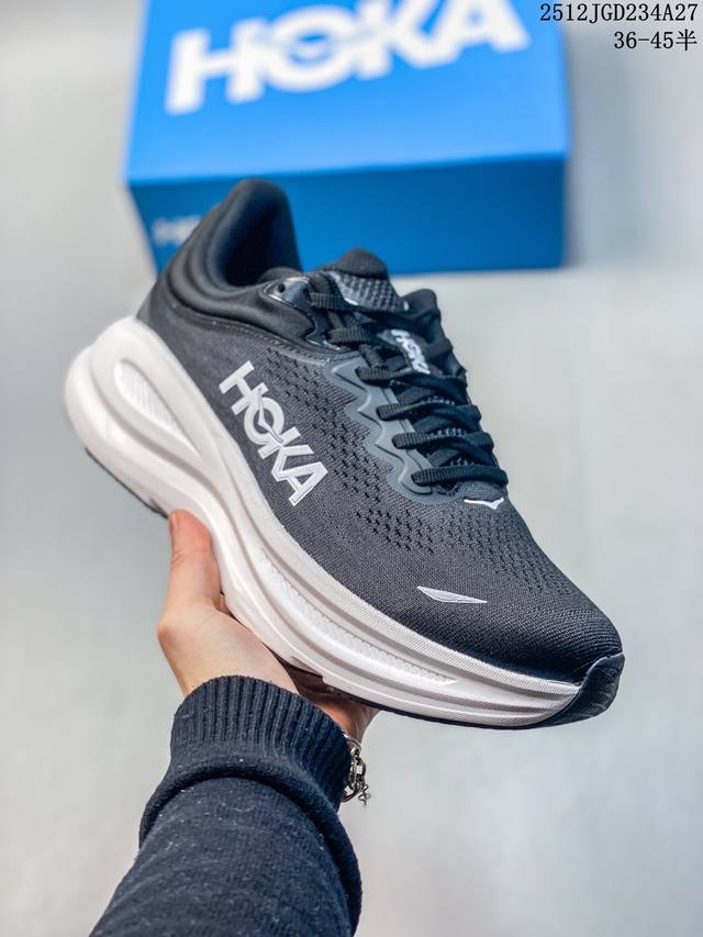 公司级Hoka One One Bondi 9 复古舒适防滑耐磨 低帮 山地户外跑步鞋 货号:1162011 尺码:36 36.5 37.5 38 38.5 3