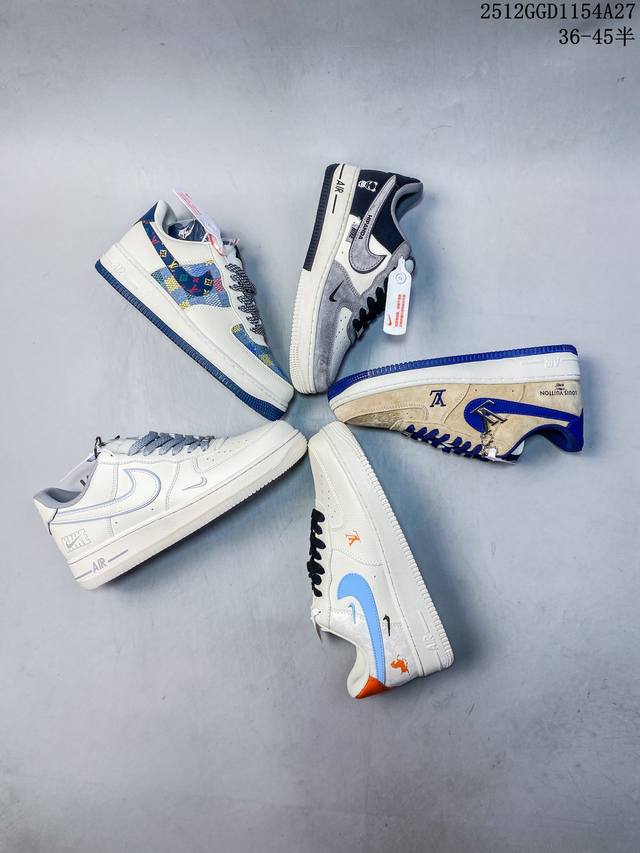 海外爆款限量发售！高端定制Nike Air Force 1 '07 Low “暴力熊联名------黑灰拼接” 高端定制 低帮休闲板鞋 定制鞋盒 大厂纯原品质出