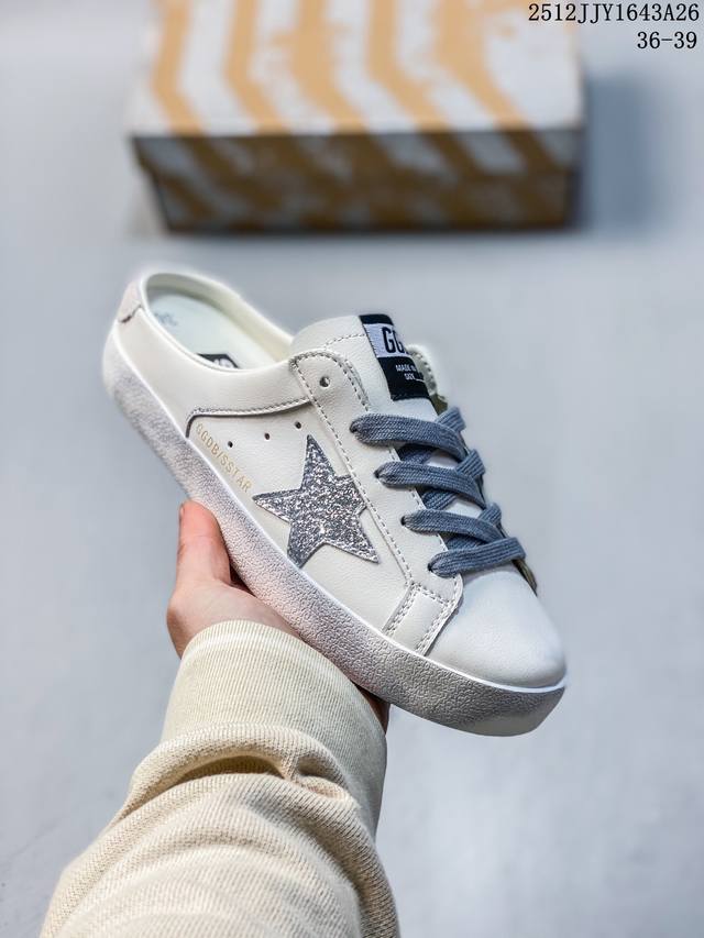 Golden Goose Super-Star Sabot 仿旧低帮一脚蹬时尚板鞋 尺码:如图所示 货号：G21D120 12Jjy1643A26