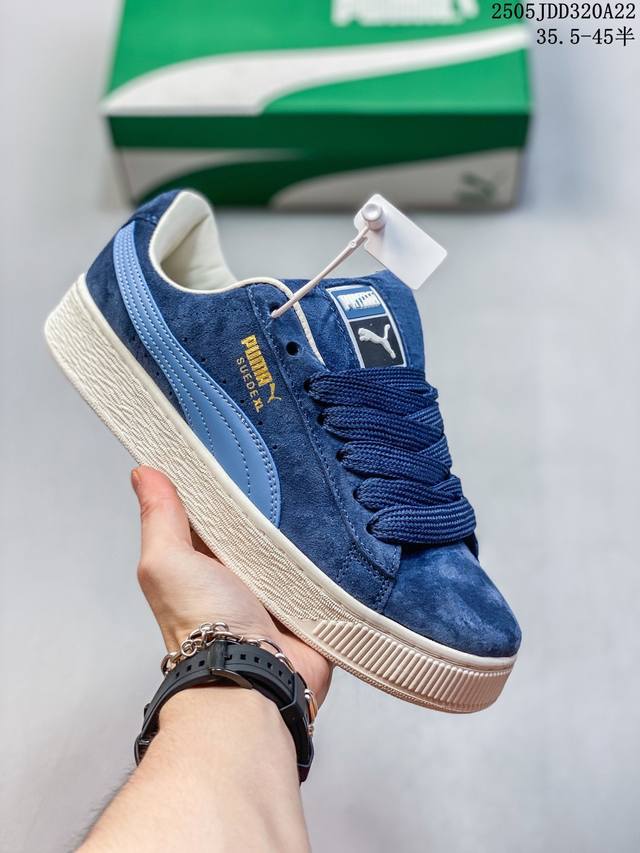 puma 彪马 男女运动板鞋，原楦原纸版开发版型，采用环保纤维革组合翻毛皮饰片鞋面材质，外置耐磨橡胶大底蕾哈娜同系面包鞋太好看了！彪马puma park Lif