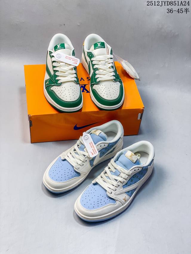 公司级Nike Air Jordan 1 X Travis Scott Aj1倒勾 乔一倒钩 ‘Diy’定制 耐克 低帮文化篮球鞋 完美品质出货 细节如图所示