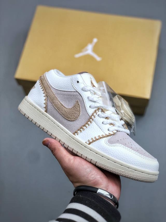 性价比版本 Air Jordan 1 Low 米杏色 拒绝公底 立体鞋型 细节完美 高清洁度 货号：Hv4268-120 尺码：36-46 半