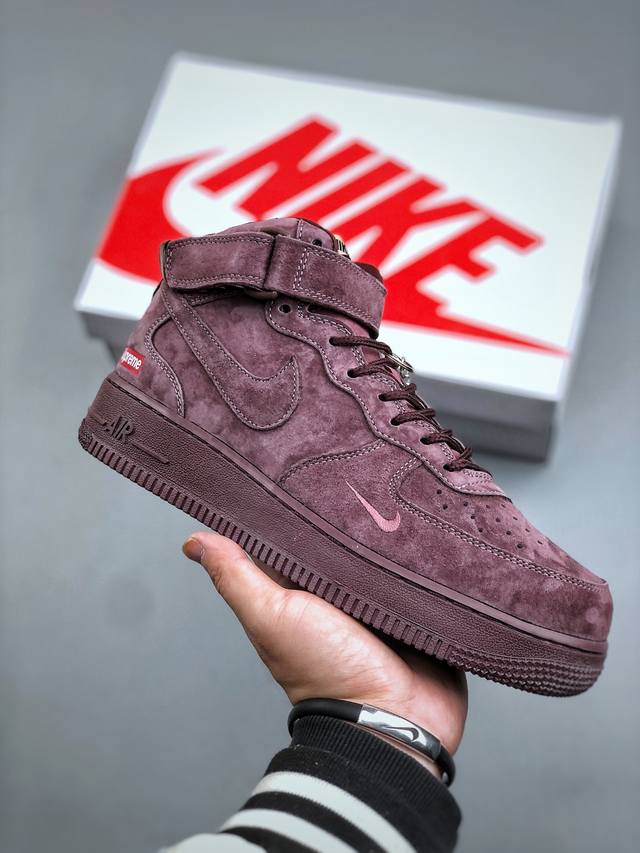 L版 Nike Air Force 1 Mid 07 Supreme联名 原楦头原纸板 打造纯正中帮空军版型 专注外贸渠道 全掌内置蜂窝气垫 原盒配件 原厂中底