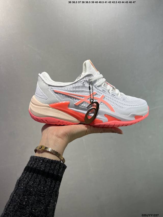 公司级Asics Court Ff 3 织物合成革 防滑耐磨透气 低帮 网球鞋 男款 黑亮粉 网球鞋 Court Ff 3鞋面采用pu支撑裁片，提供了横向和纵向