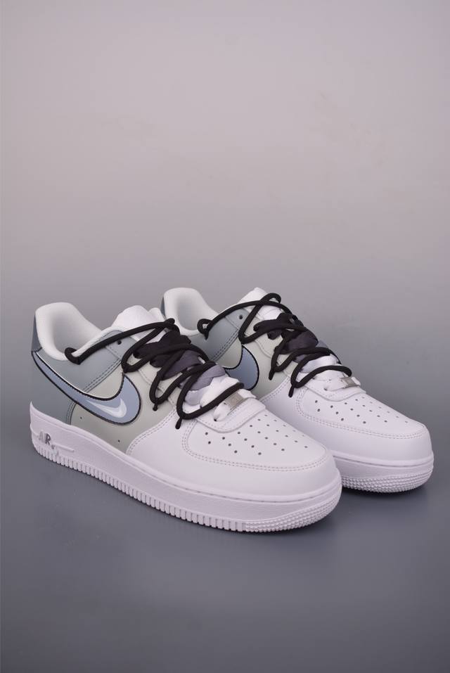 Nike Air Force 1 Low 雾灰解构绑带 原楦头原纸板 打造纯正空军版型 专注外贸渠道 全掌内置蜂窝气垫 原盒配件 原厂中底钢印、拉帮完美 官方货