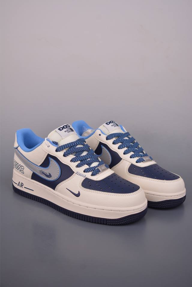 Nike Air Force 1 Low 米蓝拼接 原楦头原纸板 打造纯正空军版型 专注外贸渠道 全掌内置蜂窝气垫 原盒配件 原厂中底钢印、拉帮完美 官方货号: