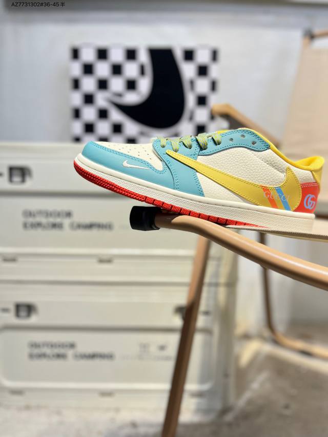 定制鞋盒 纯原大厂# 古驰X 乔丹Air Jordan 1 Low Aj1低帮系列篮球鞋 官方同步配色 原装级产物 #拒绝公底 立体鞋型 细节完美 高清洁度Xb