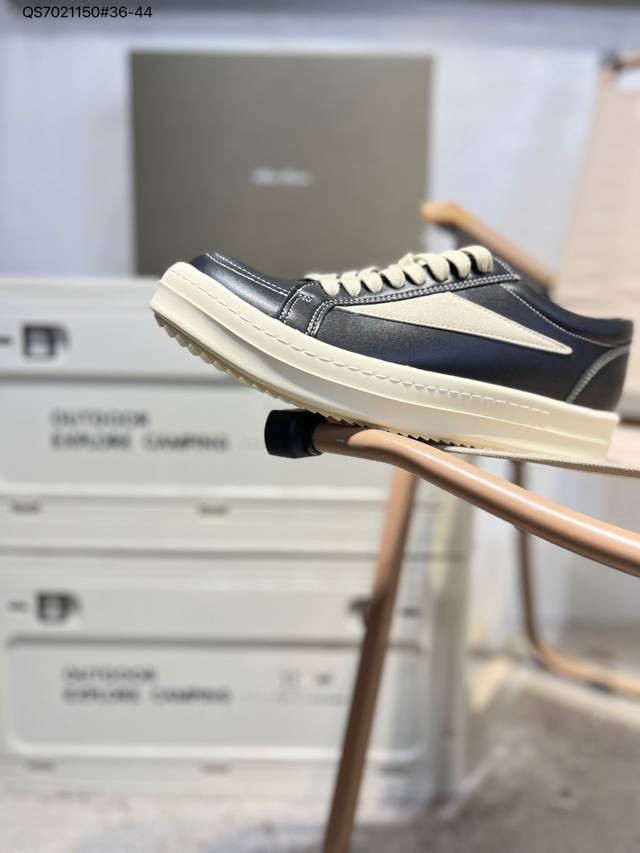 福利特价Rick Owens 复古百搭 时尚 舒适透气 耐磨 休闲鞋 市售最高版本 Rick Owens 瑞克 欧文斯 粗鞋带 低帮高街休闲运动板鞋 原鞋开发