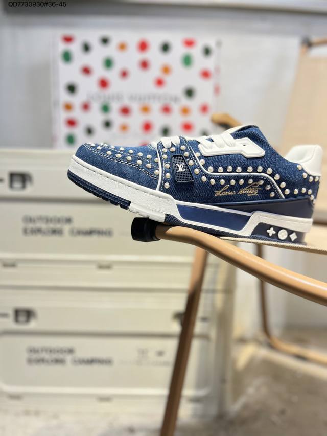 路易威登 Louis Vuitton Lv路易威登板鞋 新款 Lv Trainer最新配色运动鞋 L家 篮球鞋风格运动鞋 该鞋由艺术总监 Virgil Ablo