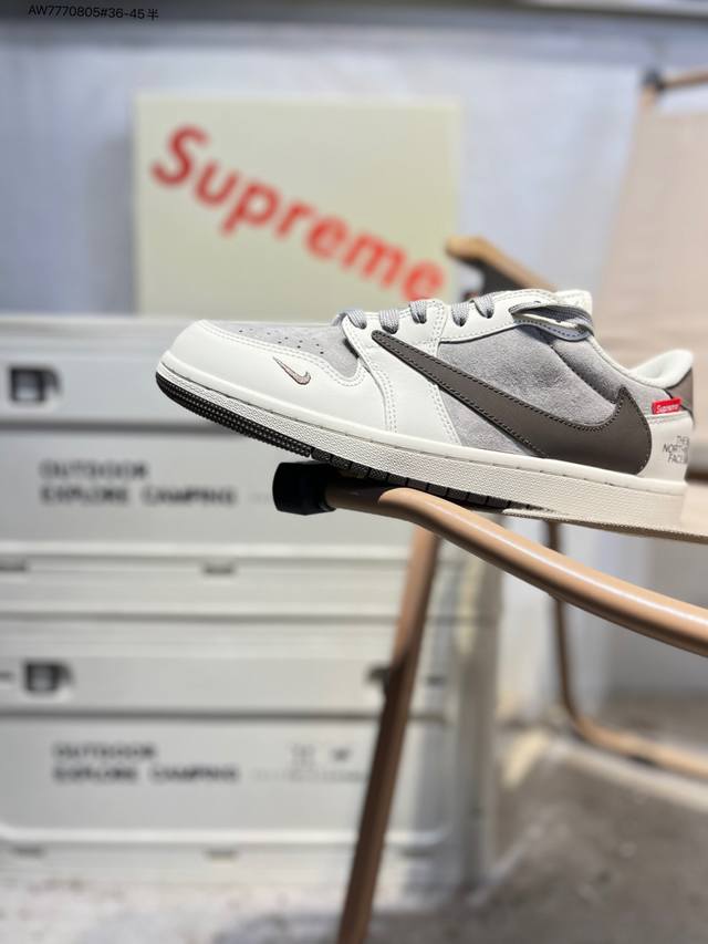 公司级头层皮北面 X 乔丹Air Jordan 1 Low Aj1低帮系列篮球鞋 官方同步配色 原装级产物 #拒绝公底 立体鞋型 细节完美 高清洁度Dm7866