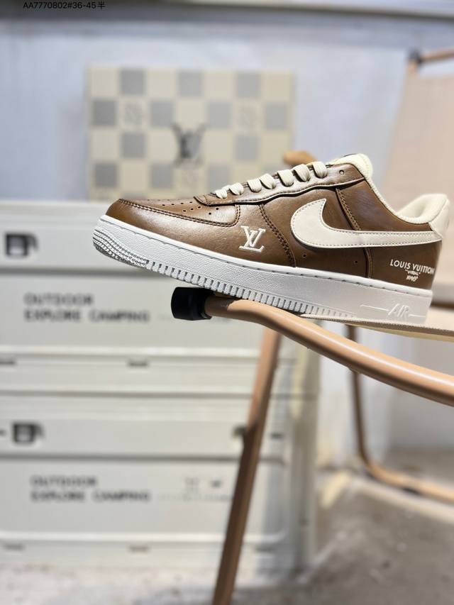 Lv X Nk Air Force 1'07 Low 空军一号低帮休闲板鞋 #定制皮料 原楦原纸板 纯正空军版型 高清洁度 内置全掌气垫Nh0601 Aa777