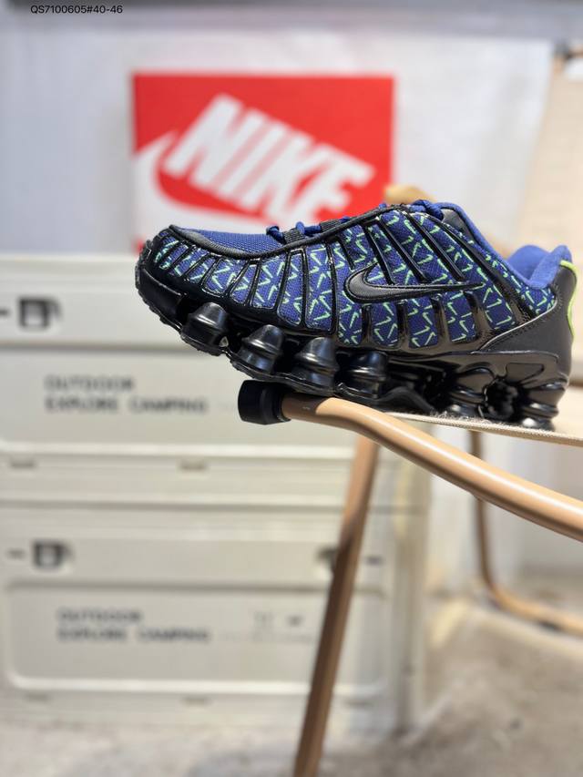 Nike 耐克 男女鞋真标半码制，高成本独立开发气柱鞋模，绝佳减震性能复古大军老将出征，经典全掌大气柱Nike Shox Tl Grey Lime Blast