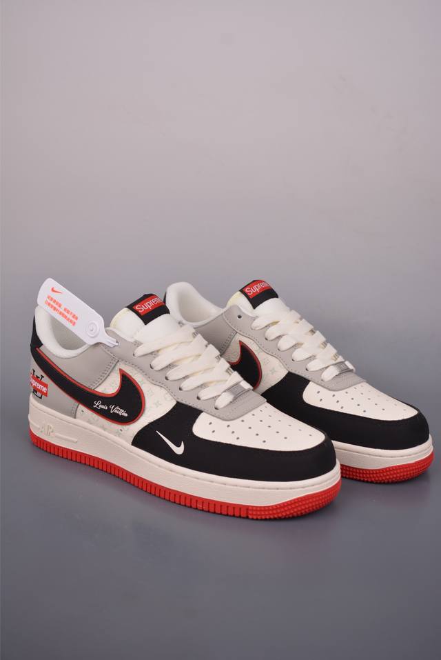 Nike Air Force 1 Low Supreme联名 原楦头原纸板 打造纯正空军版型 专注外贸渠道 全掌内置蜂窝气垫 原盒配件 原厂中底钢印、拉帮完美